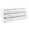 9 Drawer Dresser For Bedroom Ample Storage Wide Chest Of Drawers, Sturdy & Safe - Antique White - Image 4