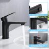 Modern Bathroom Sink Faucet Single Handle Brass Countertop Mount - Matte Black - Image 6