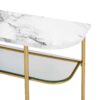 Modern Minimal Curved Faux Marble Entry Table - Gray / Gold - Image 3
