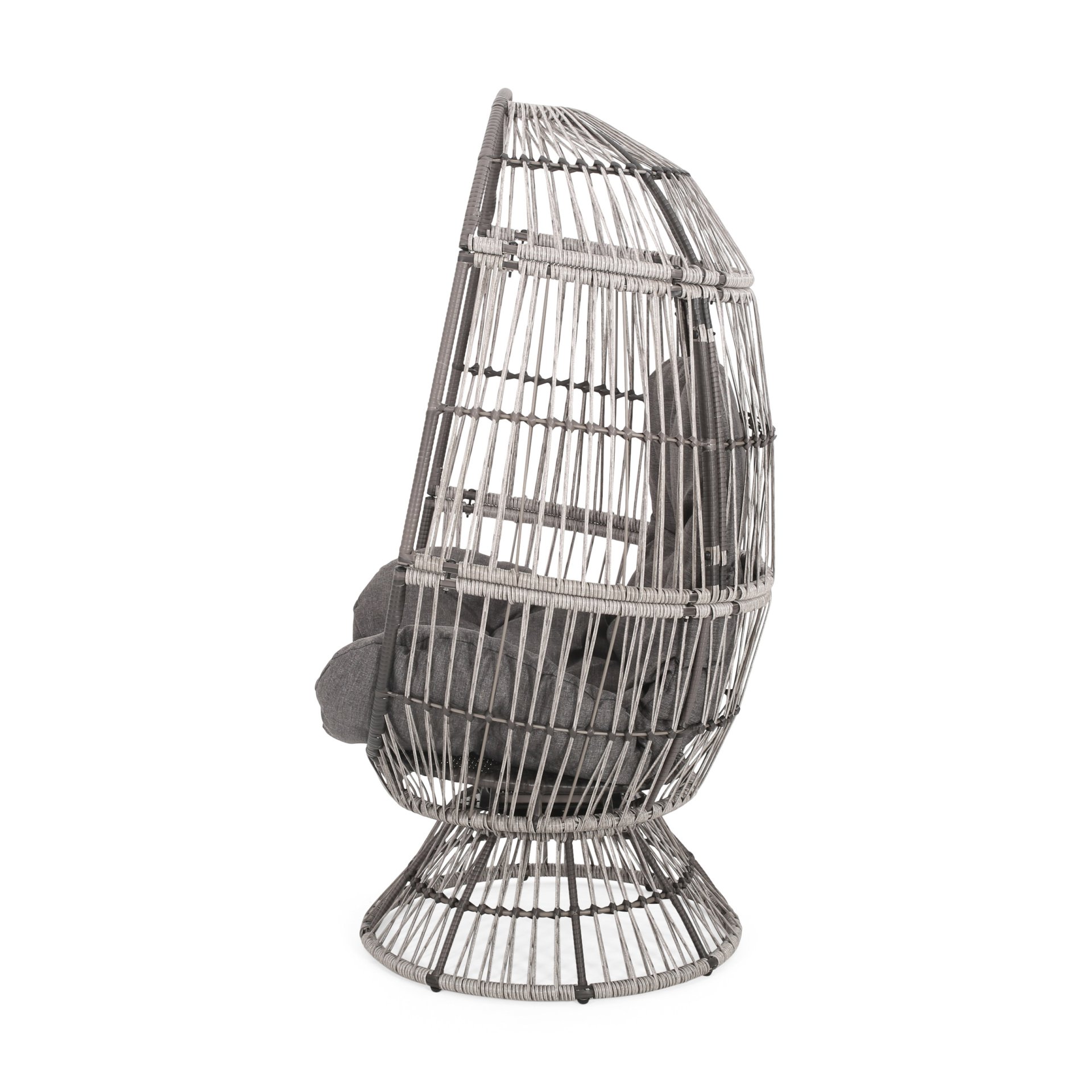 Berkshire - Outdoor Wicker Swivel Egg Chair With Water Resistant Cushions - Gray - Image 7