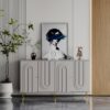 Modern Lacquered 4 Door Wooden Cabinet Sideboard Buffet Server Cabinet Storage Cabinet, For Living Room, Entryway, Hallway, Office, Kitchen And Dining Room - Gray - Image 2