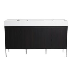 Deluxe 60" Freestanding Bathroom Vanity With Resin Double Sink - Dark Oak