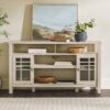 Transitional 2 Door Sideboard With Windowpane Design - Ivory Oak - Image 5