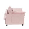 Modern Velvet Sofa, Sofa Pull-Out Bed, Small Love Seat Casual Sofa With Back, With Pillow, Pockets, Living Room Furniture, 3 In 1 Convertible Sleep Sofa Bed - Pink - Image 9
