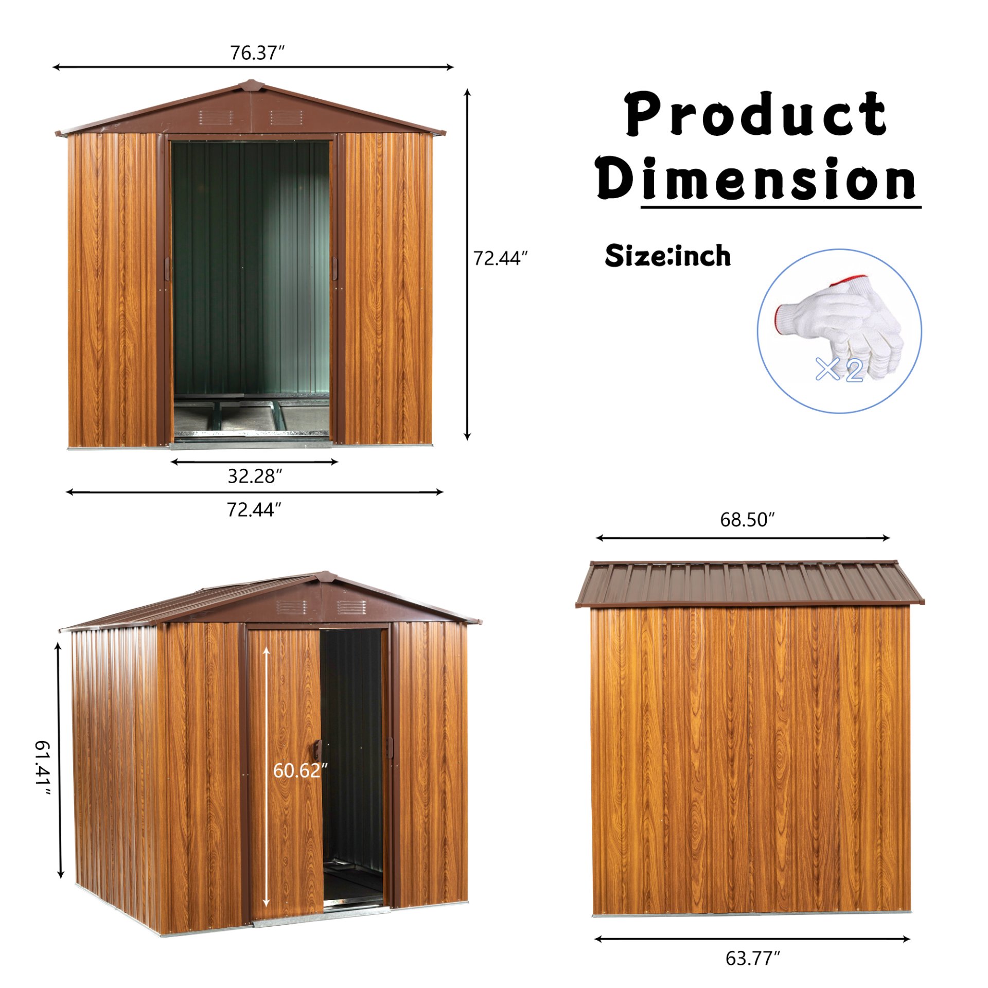 Metal Storage Shed Appealing Horizontal Siding In Woodgrain With Coffee Trim To Complement - Light Brown - Image 3