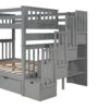 Full Over Full Bunk Bed With Shelves And 6 Storage Drawers - Gray - Image 5
