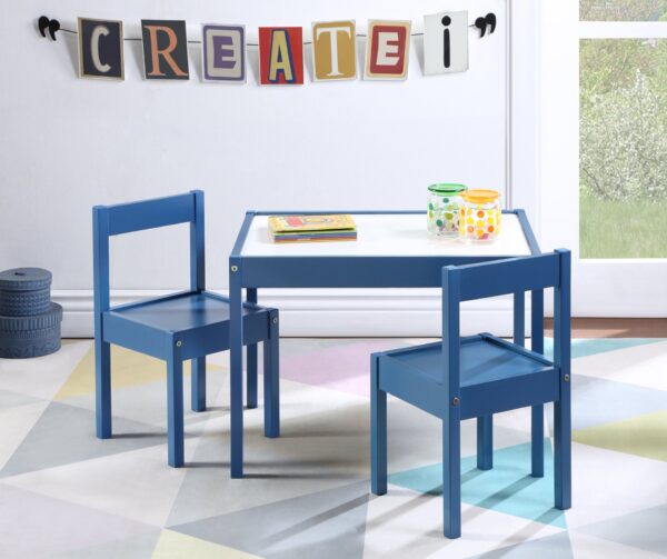 Gibson - 3-Piece Dry Erase Kids Table & Two Chair Set - Dark Blue