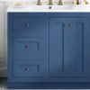 Bathroom Vanity With Ceramic Sink, Bathroom Storage Cabinet With 2 Drawers & Shelf, Freestanding Bathroom Cabinet - Blue - Image 25