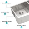 Double Bowl Farmhouse Sink Stainless Steel Undermount Apron Front With 2 9" Deep Basins - Gray - Image 6