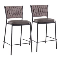 Tania - Braided Contemporary Counter Stool (Set of 2) - Black / Gray / Light Brown