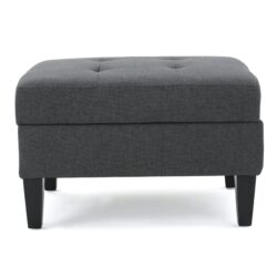 Contemporary Storage Ottoman With Tufted Waffle Stitching - Dark Gray