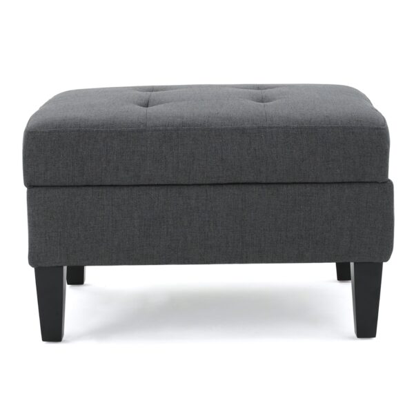 Contemporary Storage Ottoman With Tufted Waffle Stitching - Dark Gray