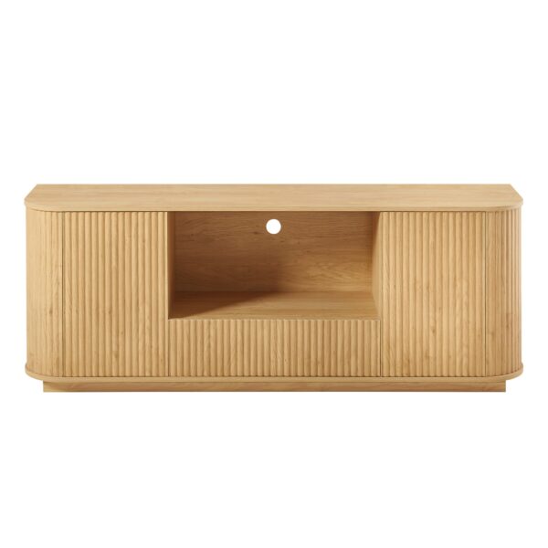 Modern Wavy TV Stand, Rounded Sideboard With Storage - Natural