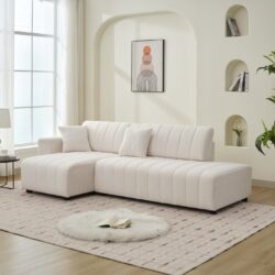 Jessica - Lamb Wool Left Facing Sectional Sofa With Chaise - Beige