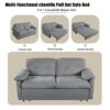 Modern Convertible Sleeper Sofa Bed With Pull Out Queen Design, Side Storage & Thick Cushions Chenille Loveseat For Living Room Or Bedroom 3 In 1 Function - Gray - Image 10
