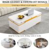 Lift Top Coffee Table With 4 Storage Stools, Multi Functional Adjustable Coffee Table For Living Room - White - Image 10