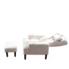 Recliner Soft Cozy Sofa Chair With Ottoman - Cream White - Image 9