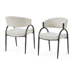 Contemporary Upholstered Dining Chairs With Metal Legs (Set of 2) - Beige