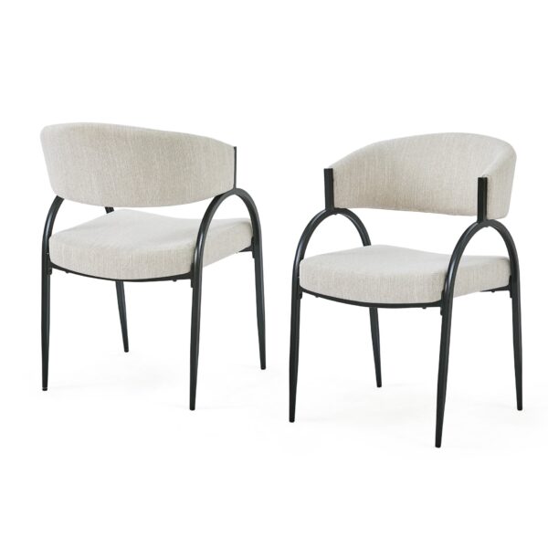 Contemporary Upholstered Dining Chairs With Metal Legs (Set of 2) - Beige