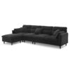 Modern Convertible Sectional Sofa L Shaped Reversible Couch Set With Free Pillows 5 Seat Cloud With Ottoman - Black - Image 4