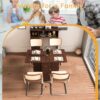 Multifunctional Folding Dining Table With Wall Mounted Sideboard & Storage - Walnut - Image 12