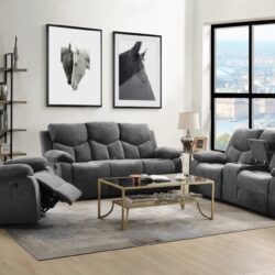 Kalen - Chenille 3 Piece Recliner Living Room Set - Gray