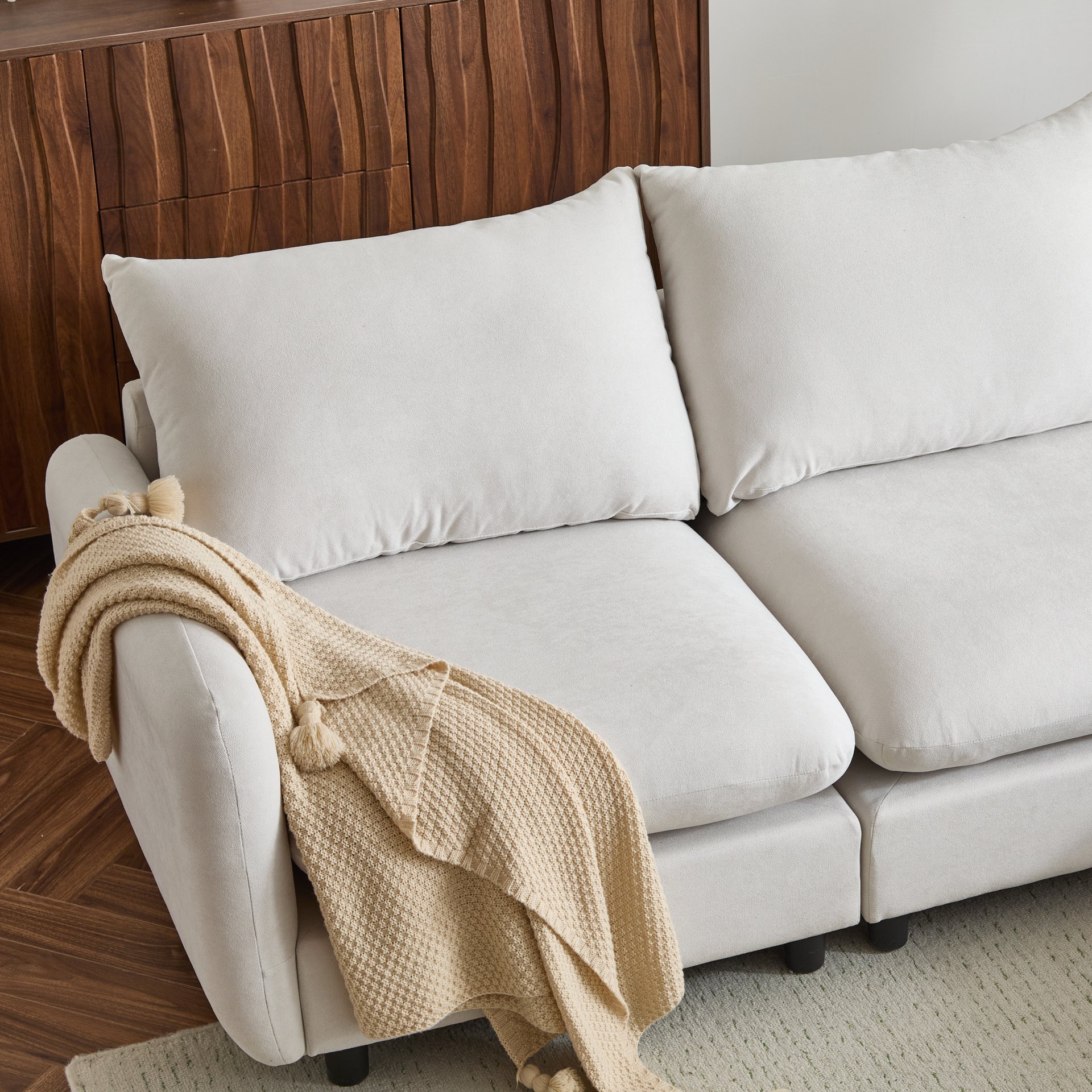 2 Seats Modular Sectional Sofa Corner Chair Sofa Couch - White - Image 5