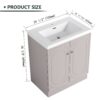 Modern Freestanding Bathroom Vanity With White Resin Sink & Soft Close Doors - Khaki - Image 3