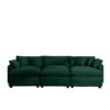 Oversized Modular Cushion Sofa Set With Portable Ottoman Corduroy L Shaped Low Back Deep Seating - Green - Image 13