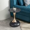 Modern Round Side Table For Small Spaces With Carbon Steel Construction - Black - Image 2