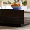 Square High Glossy Coffee Table With 16 Color Led Strip Lights, Modern Center Table With 5Mm Frosted Tempered Glass Top For Living Room - Black - Image 14