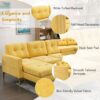 Modern Velvet L - Shape Convertible Sectional Sofa With Movable Ottoman - Yellow - Image 6