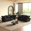 Modern Comfy Upholstered Sofa Cloud Couch, Deep Seat Couches With Multiple Large Soft Pillows, Convertible Deep Seat Chaise Longue For Living Room - Black - Image 8