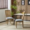 French Country Dining Chairs With Elegant Cane Backrest & Upholstered Seats Frame (Set of 2) - Slate Blue - Image 4