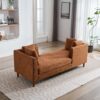 Wide Modern Double Sided Upholstered Chaise Lounge - Caramel - Image 3