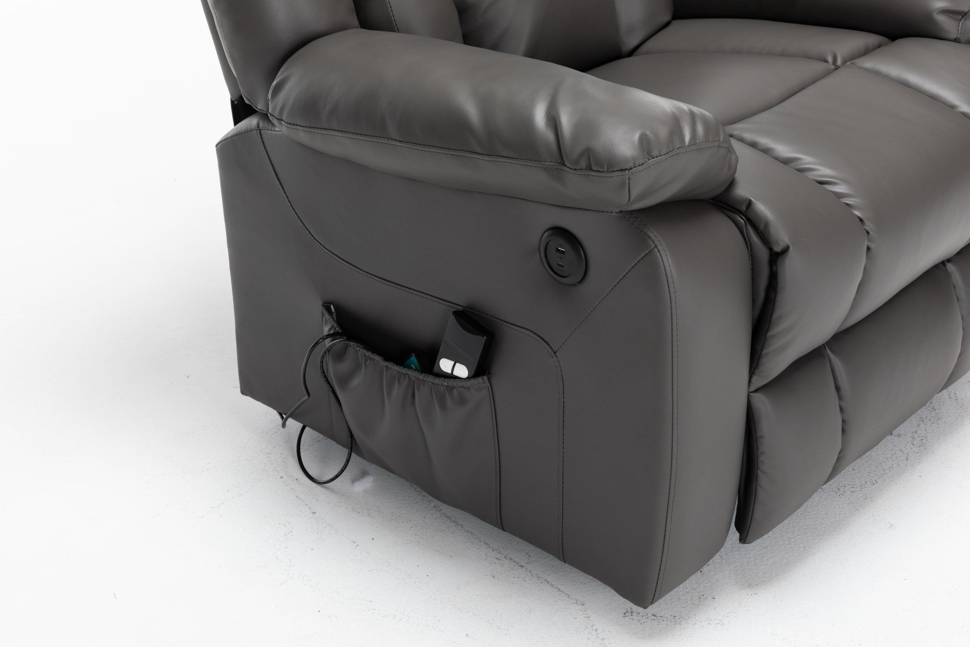 Electric Power Massage Recliner Chair - Dark Gray - Image 5