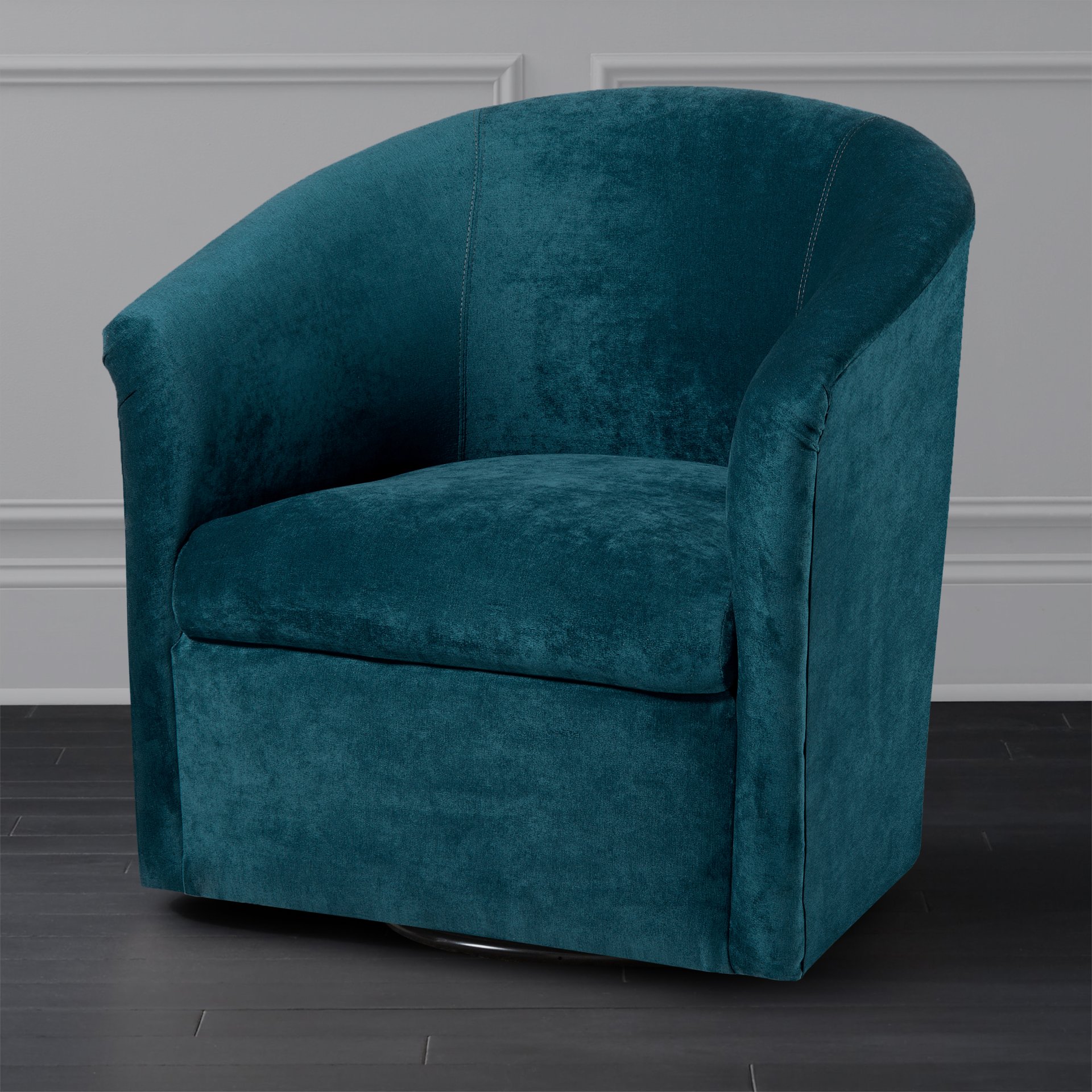 Eden - Swivel Chair With Plush Microfiber Upholstery - Blue - Image 2