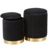 Marla - Contemporary Nesting Pleated Ottoman Set - Gold / Black - Image 2