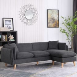 Brayden - Fabric Sectional Sofa Chaise - Dark Gray