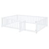 Full Size Daybed With Fence Guardrails And 2 Drawers, Convertible Floor Bed & Daybed - White - Image 11