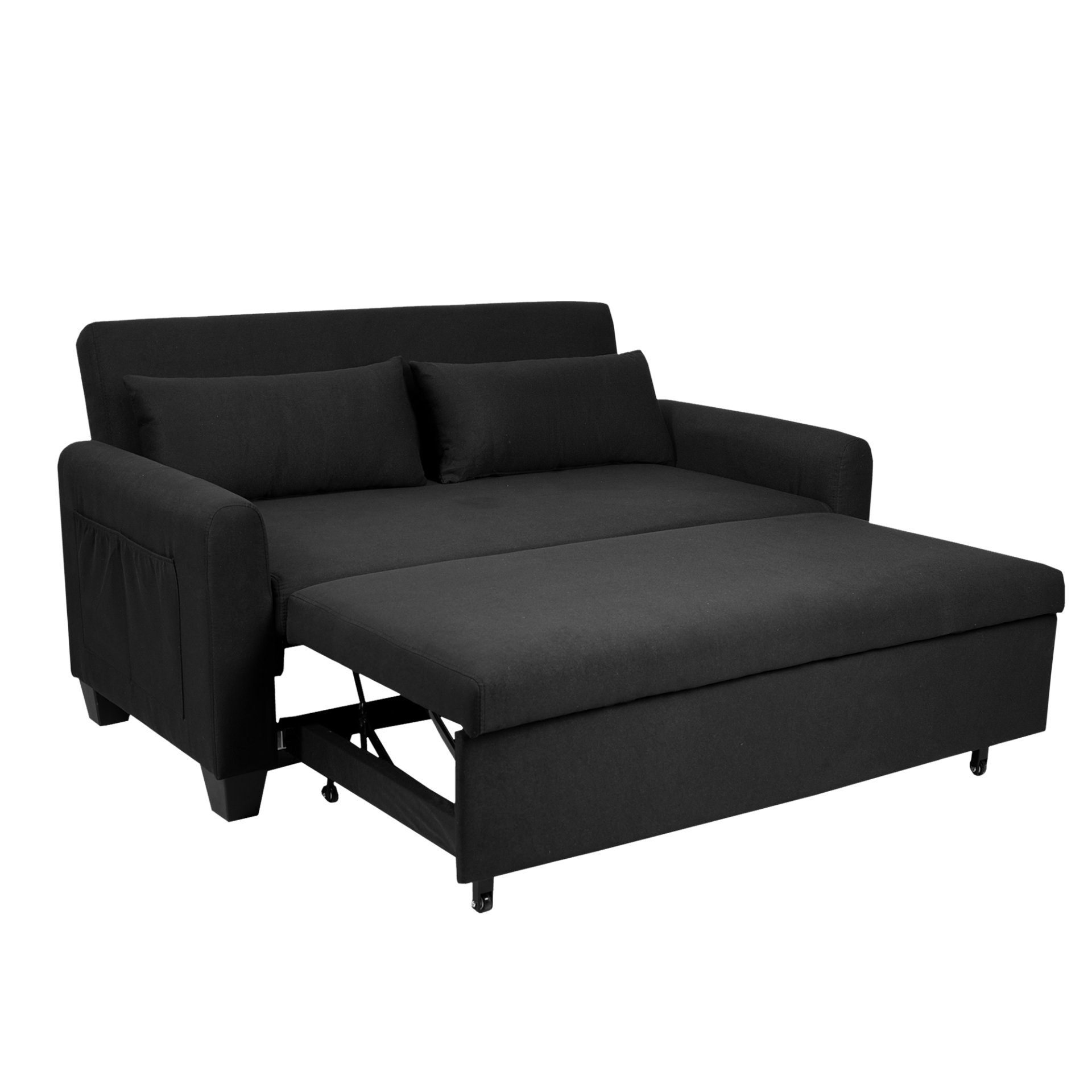 Balus - 2 In 1 Convertible Sofa Bed & Storage And Adjustable Backrest - Black - Image 9