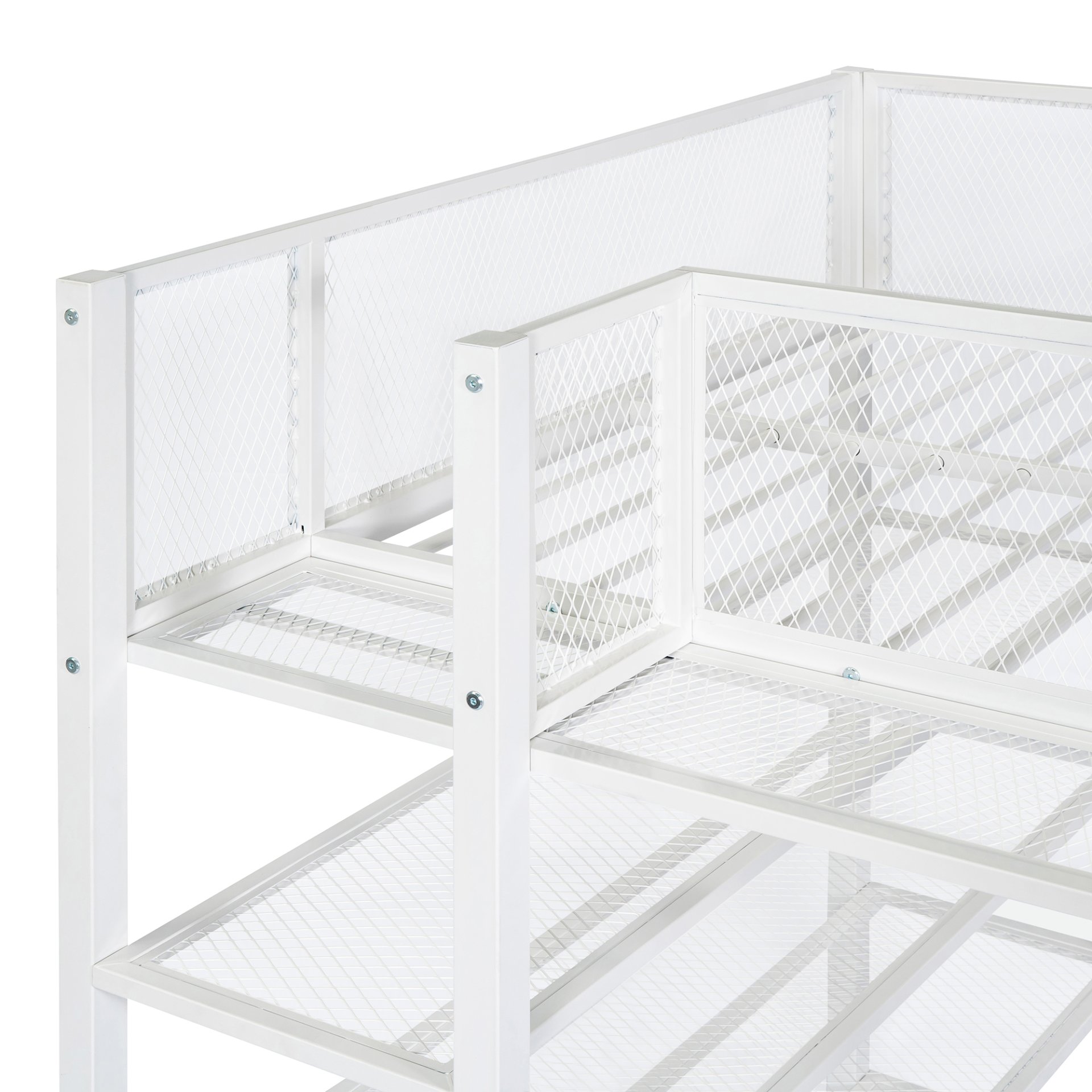 Twin Size Loft Bed With 4 Tier Shelves And Storage - White - Image 10