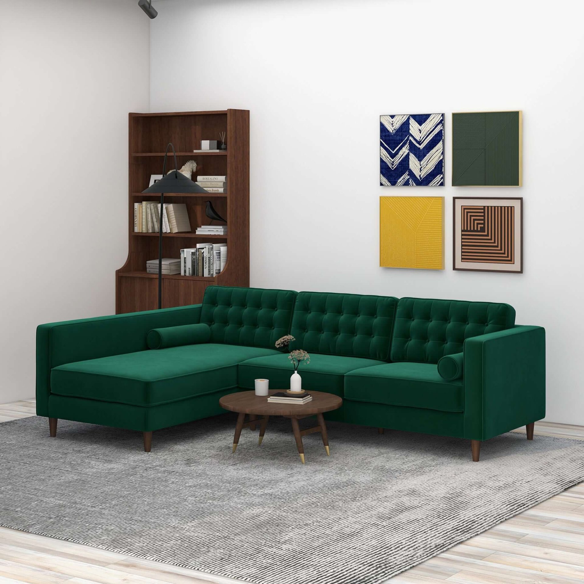 Christian - Sectional Sofa Left Facing - Green - Image 11