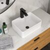Rectangular Vessel Sink With Faucet & Drain - White / Black - Image 2