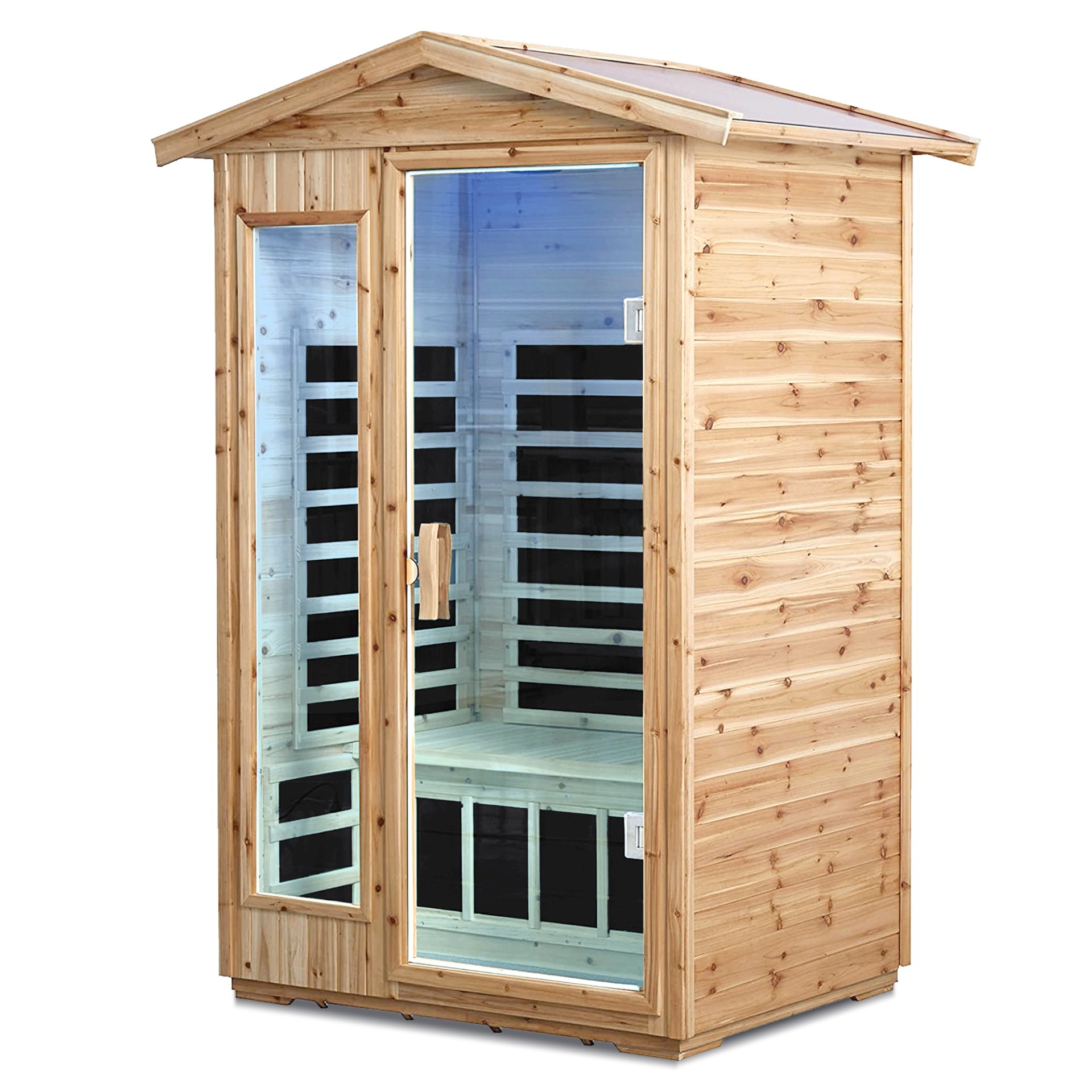 2 Person Far Infrared Old Fir Outdoor Sauna Room - Natural - Image 6