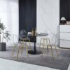 Dining Chair, Metal Leg, Plastic Seat (Set of 4) - Gold / Transparent - Image 6