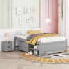 Versatile Full Bed With Trundle, Under Bed Storage Box And Nightstand - Gray - Image 2