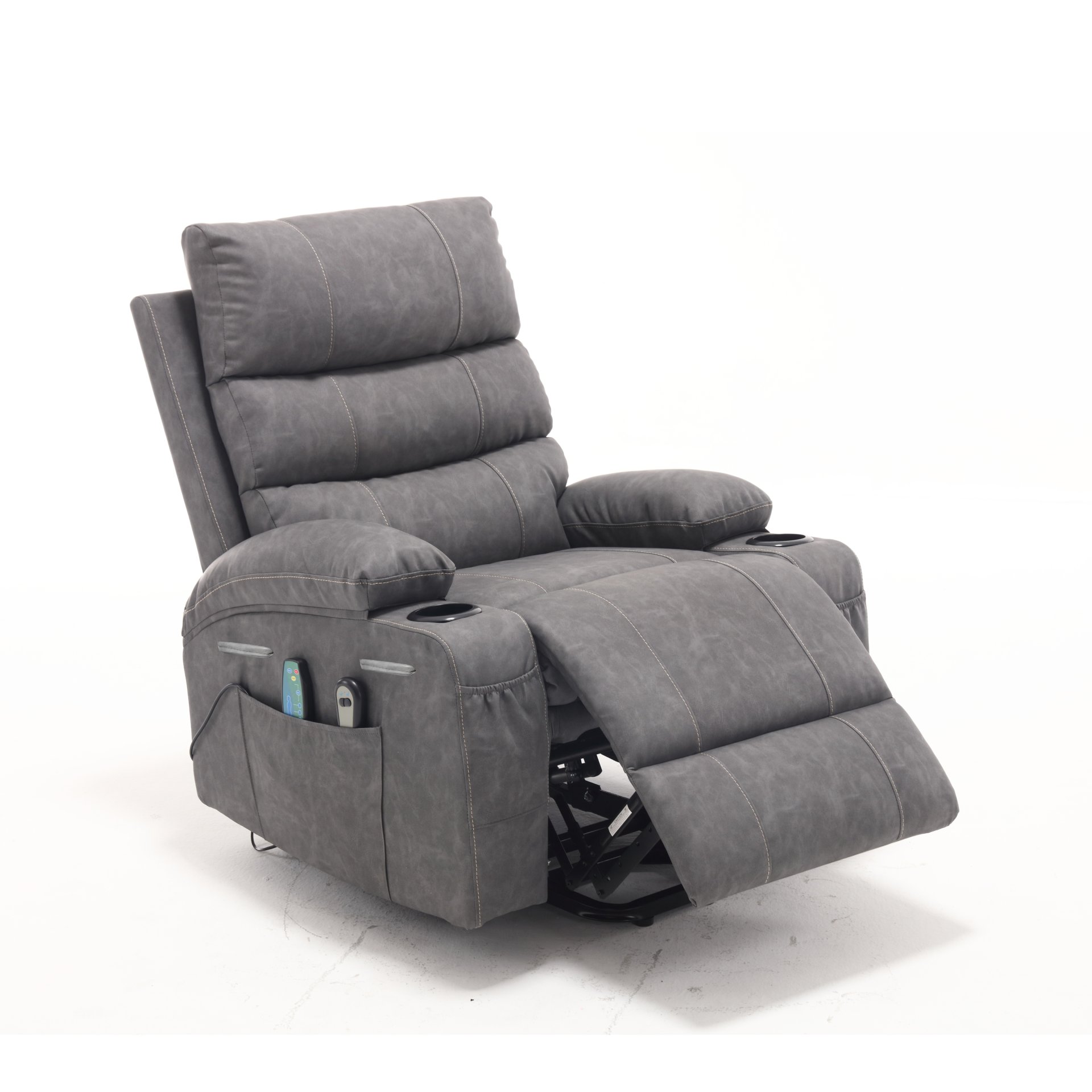 Electric Power Lift Recliner Chair Sofa With Massage And Heat - Gray - Image 6