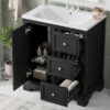 Bathroom Vanity Cabinet With Ceramic Basin, 3 Drawers And Adjustable Shelves - Black - Image 26