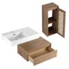 Modern Imitative 30 Inch Wall Mounted Bathroom Vanity With Resin Sink And Side Cabinet - Imitative Oak - Image 12